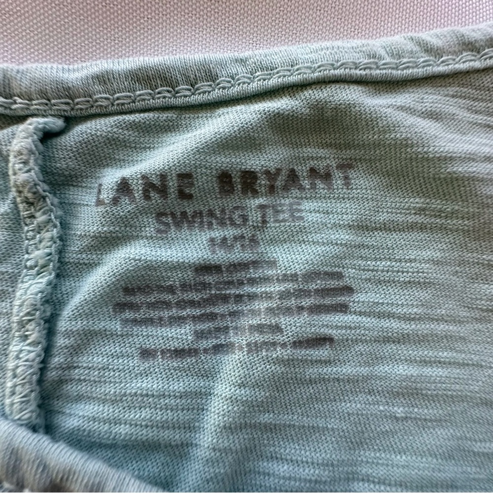 Lane Bryant swing tee crochet detail short sleeve mint green shirt women’s 14/16 - Picture 2 of 9